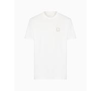 Armani Exchange Utility Edge, Sustainable, Eco-Leather Logo Patch T-Shirt, Blanc cassé, L Hommes