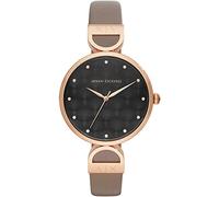Armani Exchange Watch For Women, Quartz Three hand movement and 38 mm Case Size with Leather strap