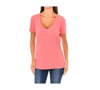 Armani Jeans - T-shirt col V manches courtes - Femme - Tops - Rouge - Taille: 34 FR