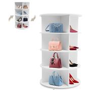 Armanyya Étagère à chaussures pivotante à 4 étages, armoire à chaussures pivotante à 360°, sac à main vertical, carrousel rond, capacité de charge 50 kg, rangement, 59 x 59 x 92,7 cm (blanc)