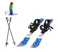 Armanyya Skis pour enfants - Avec 2 bâtons de ski - Fixation bidirectionnelle - Charge maximale : 50 kg - Snowboard de 2 à 8 ans - Pour débutants - Bleu