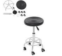 Armanyya Tabouret de bar pivotant à 360 ° avec roulettes, chaise pivotante réglable en hauteur de 45 à 57 cm, capacité de charge 150 kg, facile à nettoyer (noir)