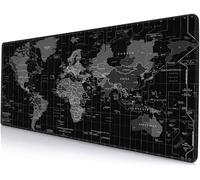 Armanza Grand tapis de souris de jeu, long tapis de souris pour bureau, clavier, tapis de souris avec base antidérapante, pour ordinateur portable, bureau, maison, 80 x 30 cm, carte du monde noire