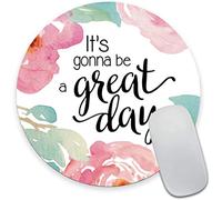 Armanza Tapis de souris avec citation inspirante - Motif floral - Lavable - Rond - Avec tissu lycra - Base en caoutchouc antidérapante - Pour souris sans fil