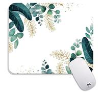 Armanza Tapis de souris carré motif feuilles vertes, texturé de qualité supérieure, lavable, base en caoutchouc antidérapant, pour souris sans fil