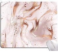 Armanza Tapis de souris marbre, rose et or rose pour femme, tapis de souris carré lavable pour ordinateur de bureau, ordinateur portable, tapis de souris d'ordinateur en caoutchouc antidérapant pour
