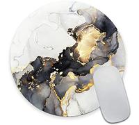 Armanza Tapis de souris rond en marbre noir et blanc personnalisé texturé de qualité supérieure, tapis de souris lavable avec tissu lycra, base en caoutchouc antidérapant, petit tapis de souris