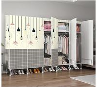 Armario De Lona Tela Portátil Guardarropa 2 3 4 5 Puertas nizador De Ropa avec Estantes Perchero Burro De Metal avec Barra De Colgar para Dormitorio002205x50x172cm