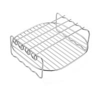 Armature pour friteuse à air - Accessoires en acier inoxydable avec brochettes - Armature polyvalente à double couche pour griller, cuire à la vapeur et cuire au four - Convient pour Airfryer de 6, 7