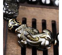 Armband Bracelet à Quartz Cristal Naturel Bracelet Feng Shui Pendentif Pixiu Chanceux Bracelet D'équilibre Obsidienne Doré Corde Tressée Noire Amulette Attire Argent Prospérité