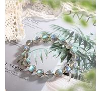 Armband Bracelet en Cristal Feng Shui Naturel 7A Bracelet d'équilibre avec Charme Porte-bonheur Or 14K Pierre de Lune Bijoux pour les Vacances Amulette Attire Argent Prospérité Fortune, Ensemble