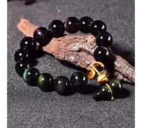Armband Bracelet En Cristal Feng Shui Naturel 7A Bracelet D'équilibre Avec Pendentif Chanceux Wulou Oeil D'Arc En Ciel Obsidienne Oeil De Tigre Jaune Amulette De Pierre De Cristal Att