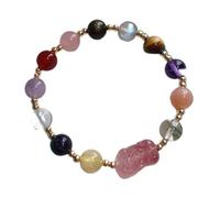 Armband Bracelet en cristal Feng Shui Oeil de Tigre Naturel Pierre de Cristal Agate Pendentif Pixiu Chanceux Multi-Gemme Chakra Bracelet d'équilibre Amulette Attire la richesse de l'argent Pr