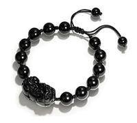 Armband Bracelet Feng Shui Bracelet en obsidienne noir Bracelet en quartz rose Pixiu/Pi Yao Bracelet chakra réglable avec pendentif porte-bonheur Attire richesse argent femme homme cadeaux for rag