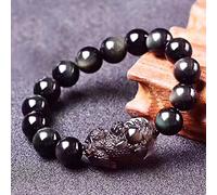 Armband Bracelet Feng Shui en cristal naturel sculpté à la main Bracelet avec pendentif Pixiu Chanceux Bracelet avec Obsidienne Oeil Arc-en-ciel Bracelet Dragon Pi Yao Amulette Attire