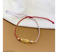 Armband Bracelet Feng Shui Pixiu/Pi Yao Bracelet avec cordon rouge Porte-bonheur pour femme Bracelet porte-bonheur Exorcisme Talisman pour prospérité Argent Bijoux métaphysiques (Couleur : Crimson