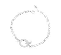 Armband Für Statische Elektrizität Personalisiertes Anfangsarmband, versilbertes -Stahl-Buchstabenarmband, zierliches -Stahlarmband, zarte Scheibe, Namensarmband für Frauen und Mädchen (Q, One Size)