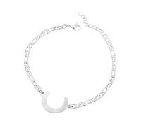 Armband Für Statische Elektrizität Personalisiertes Anfangsarmband, versilbertes -Stahl-Buchstabenarmband, zierliches -Stahlarmband, zarte Scheibe, Namensarmband für Frauen und Mädchen (C, One Size)