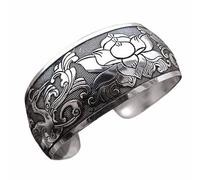 Armbanduhr Schrittzähler Breites Manschettenarmband Silber Armreif Vintage Offener Schmuck Ethno Geschenk für Frauen Mädchen Bernstein Armband, Einheitsgröße, Alliage de zinc, Pas de gemme