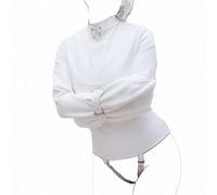 Armbinder Bondage PU Cuir Veste Harnais de Contention avec Menottes Blanc M | YILUQIFLY réglable fétiche accessoire BDSM pour rollplay jeux érotiques et fantasmes intenses Halloween déguisement cosplay
