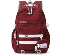 Armbq Sac à dos esthétique pour filles - Sac à dos d'école pour adolescentes - Sac à dos d'école primaire, Rouge, Classique