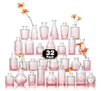 Arme Lot de 30 vases Roses en Vrac pour Fleurs en Verre pour centres de Table de Mariage, Mini vases à Fleurs Vintage Mignons, décoration Florale de Table
