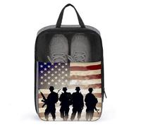 Armed Forces Day American Shoe Bag Travel Shoe Organizer Waterproof Shoe Pouch with Zipper Sneaker Dust Bag, gris, taille unique, moderne, gris, Taille unique, Moderne