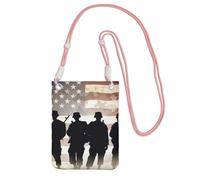 Armed Forces Day Sac à main pour téléphone portable américain pour femme, pochette pour téléphone portable, sac portefeuille avec bandoulière noire, pochette de voyage, rose, taille unique