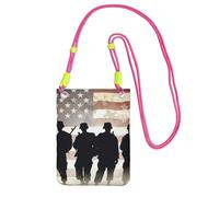 Armed Forces Day Sac à main pour téléphone portable américain pour femme, pochette pour téléphone portable, pochette portefeuille avec bandoulière noire, pochette de voyage, fuchusia, taille unique