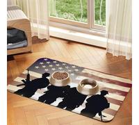 Armed Forces Day Tapis de nourriture pour chiens américains 40,6 x 61 cm - Antidérapant et super absorbant - Passe au lave-vaisselle - Pour nourriture et eau - Joli tapis d'alimentation à séchage