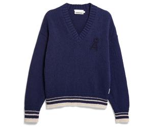 ARMEDANGELS - Women's Iconic Å College Knit Sweater - Pull - S - tinted navy / oatmilk