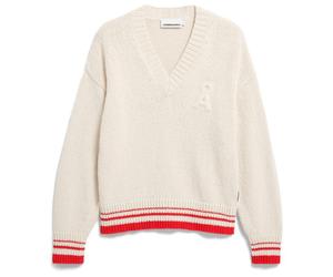 ARMEDANGELS - Women's Iconic Å College Knit Sweater - Pull - XL - oatmilk / mars red