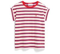 ARMEDANGELS - Women's Idaara Stripes - T-shirt - L - light oatmilk / mars red / dynamo blue