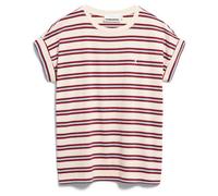 ARMEDANGELS - Women's Idaara Stripes - T-shirt - XXL - undyed / velvet red / soft blue