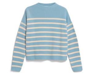 ARMEDANGELS - Women's Merinaa Stripes Knit Sweater - Pull - XS - blue glow / oatmilk