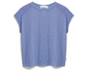 ARMEDANGELS - Women's Slub Jersey Stripe - T-shirt - L - oatmilk / dynamo blue