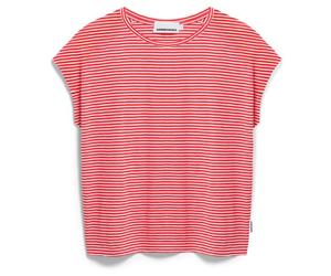 ARMEDANGELS - Women's Slub Jersey Stripe - T-shirt - XL - pink mist / mars red