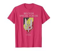 Armée Belge Spéciale Forces Armées Belgique Défense Belgique T-Shirt, Homme, Rouge Chiné, XL