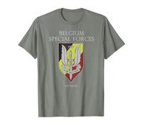 Armée Belge Spéciale Forces Armées Belgique Défense Belgique T-Shirt, Homme, Vert Kaki chiné, L