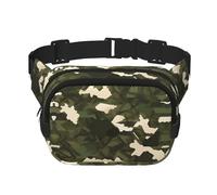 Armée Camouflage Carré Double Couche Sac Banane avec Sangle Réglable pour Activités de Plein Air Noir Taille Unique, Noir , Taille unique