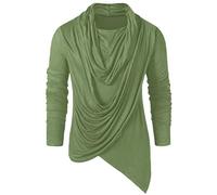 ArméE Verte Chemise Homme Gothique Manches Longues Col Châle Vintage Asymétrique Tee Shirt Homme Steampunk Chevalier Couleur Unie Haut Respirante Décontractée Pas Cher T Shirt Printemps Eté M