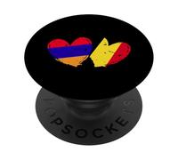 Arménie Belgique Amour Coeur Arménien Belge Double Nationalité PopSockets PopGrip Adhésif
