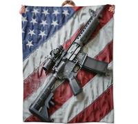 Armes Patriotiques Et Drapeau Américain Couvertures Peluche Couverture Flanelle Doux Jeté De Canapé pour Lit Adultes Toutes Les Saisons 150x200cm