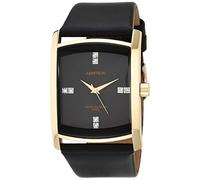 Armitron Men's Rectangular Crystal Dial Accented Leather Strap Watch, 20/4604