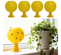 Armo® Lot de 4 pièges à Mouches Collants pour Plantes d'intérieur avec Support à Ventouse Jaune