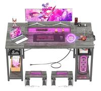 armocity Ordinateur d'ordinateur avec lumières LED, ordinateur de 55 pouces avec prise de courant et USB, grand ordinateur réversible avec support de moniteur mobile, table de PC de jeu de 55,2 pouces