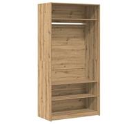Armoire 100x50x200 cm en Bois d'ingénierie Couleur Chêne avec Barre et | Résistant à l'humidité, stable, design épuré, taille compacte, fixation murale incluse, espace de rangement fonctionnel