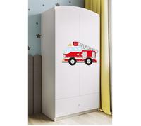 Armoire 2 portes 1 tiroir Kocot Kids Babydream Pompier - Blanc