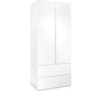Armoire Image 60A - 2 portes battantes - 2 tiroirs - Blanc Mat - L80 x H191 x P55 cm