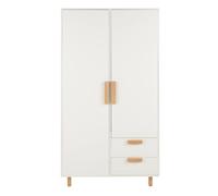 Armoire 2 portes 2 tiroirs blanc crème L100 100x190x55cm Blanc